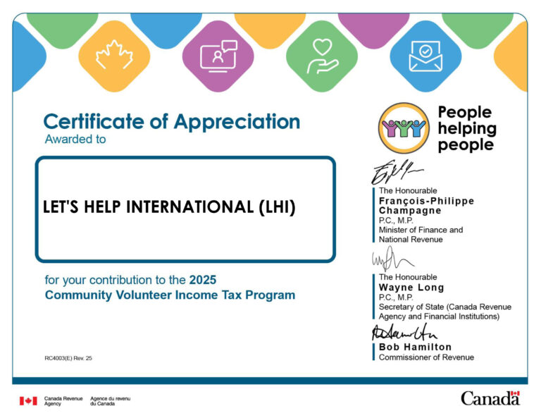 LHI Receives Certificate of Appreciation from the Canada Revenue Agency (CRA)