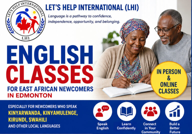 English Classes for East African Newcomers in Edmonton – In-Person & Online